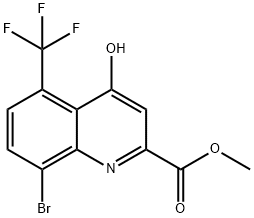 8-ブロモ-4-ヒドロキシ-5-(トリフルオロメチル)-キノリン-2-カルボン酸メチル 化学構造式