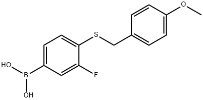 3-FLUORO-4-(4-METHOXYBENZYLTHIO)PHENYLBORONIC ACID, 1072946-13-4, 结构式