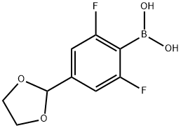 4-(1,3-ジオキソラン-2-イル)-2,6-ジフルオロフェニルボロン酸 化学構造式