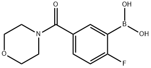 2-フルオロ-5-(モルホリン-4-カルボニル)フェニルボロン酸 化学構造式