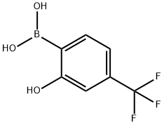 2-ヒドロキシ-4-トリフルオロメチルフェニルボロン酸 化学構造式