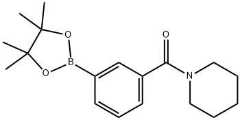 2-[[3-(ピペリジン-1-イル)カルボニル]フェニル]-4,4,5,5-テトラメチル-1,3,2-ジオキサボロラン 化学構造式