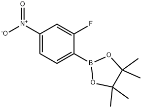 2-(2-Fluoro-4-nitrophenyl)-4,4,5,5-tetramethyl-1,3,2-dioxaborolane Struktur