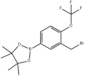(3-ブロモメチル-4-トリフルオロメトキシフェニルボロン酸ピナコールエステル 化学構造式