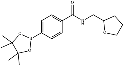 2-[4-(テトラヒドロフルフリルアミノ-1-カルボニル)フェニル]-4,4,5,5-テトラメチル-1,3,2-ジオキサボロラン 化学構造式