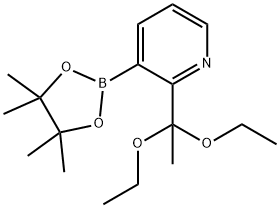 2-(1,1-ジエトキシエチル)-3-(4,4,5,5-テトラメチル-1,3,2-ジオキサボロラン-2-イル)ピリジン 化学構造式