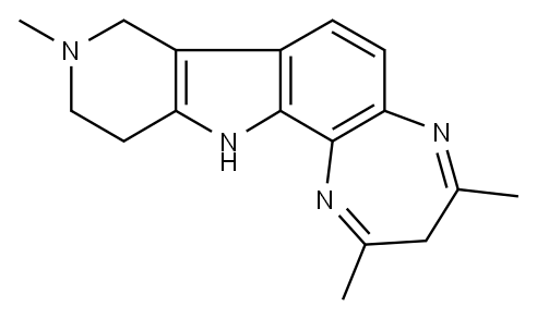 2,4,9-Trimethyl-8,9,10,11-tetrahydro-3H-pyrido-(4,3-b)(1,4)diazepine(2 ,3-g)indole Structure