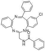 BENZAMIDE, N-((2-CHLORO-13-PHENYL-5H-DIBENZO(d,h)(1,3,6)TRIAZONIN-6-YL )METHYL)-|