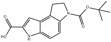 6-(tert-Butoxycarbonyl)-3,6,7,8-tetrahydropyrrolo-[3,2-e]indole-2-carboxylic acid Struktur