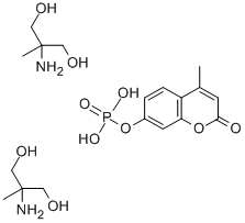 2-氨基-2-甲基-1,3-丙二醇与4-甲基-7-(磷酰氧基)-2H-1-苯并吡喃-2-酮的化合物(2:1) 结构式