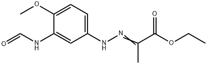 乙基丙酮酸酯-3-甲酰氨基-4-甲氧基苯基腙, 107575-59-7, 结构式