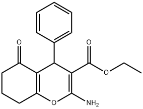 ethyl 2-amino-5-oxo-4-phenyl-5,6,7,8-tetrahydro-4H-chromene-3-carboxylate 化学構造式