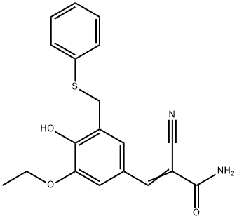 2-シアノ-3-[3-エトキシ-4-ヒドロキシ-5-[(フェニルチオ)メチル]フェニル]プロペンアミド 化学構造式
