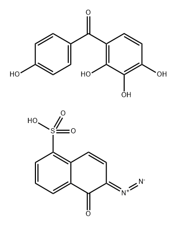 2，3，4，4’-テトラヒドロキシベンゾフェノンと6-ジアゾ-5-オキソ-5，6-ジヒドロナフタレン-1-スルホン酸とのエステル 化学構造式