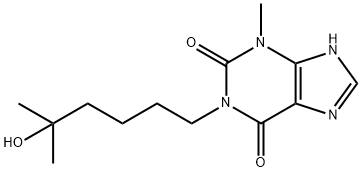 3,7-ジヒドロ-1-(5-ヒドロキシ-5-メチルヘキシル)-3-メチル-1H-プリン-2,6-ジオン 化学構造式