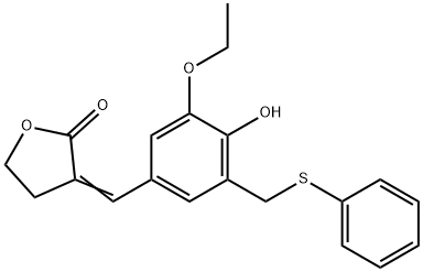 2(3H)-Furanone, dihydro-3-((3-ethoxy-4-hydroxy-5-((phenylthio)methyl)p henyl)methylene)- Struktur