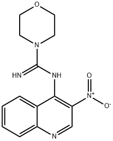 N1-(3-ニトロキノリン-4-イル)-4-モルホリンカルボアミジン 化学構造式