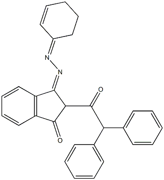 2-二苯基乙酰基-3-(环己基-腙基)茚满-1-酮, 108041-11-8, 结构式