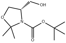 (S)-4-(ヒドロキシメチル)-2,2-ジメチルオキサゾリジン-3-カルボン酸 tert-ブチル 化学構造式