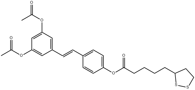 1,2-Dithiolane-3-pentanoic acid, 4-[(1E)-2-[3,5-bis(acetyloxy)phenyl]ethenyl]phenyl ester Struktur