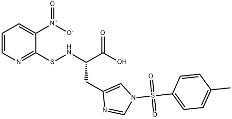 N-ALPHA-(3-NITRO-2-PYRIDINESULFENYL)-N-IM-TOSYL-L-HISTIDINE Struktur