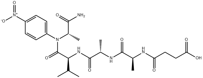 琥珀酰-丙氨酰-丙氨酰-丙氨酰-丙氨酰-对硝基苯胺,108322-03-8,结构式