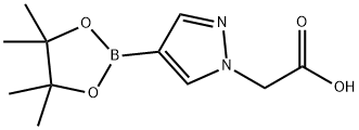 4-(4,4,5,5-テトラメチル-1,3,2-ジオキサボロラン-2-イル)-1H-ピラゾール-1-酢酸 化学構造式