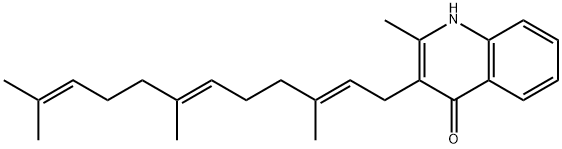 2-メチル-3-(3,7,11-トリメチル-2,6,10-ドデカトリエニル)-4(1H)-キノリノン 化学構造式