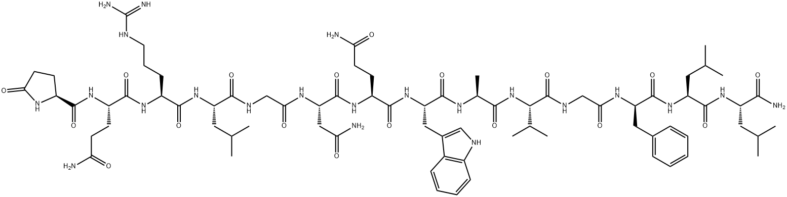 PYR-GLN-ARG-LEU-GLY-ASN-GLN-TRP-ALA-VAL-GLY-D-PHE-LEU-LEU-NH2 Structure