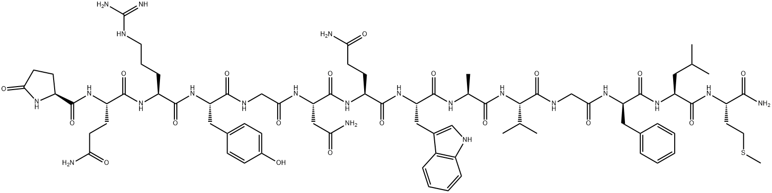 PYR-GLN-ARG-TYR-GLY-ASN-GLN-TRP-ALA-VAL-GLY-D-PHE-LEU-MET-NH2 Struktur