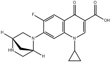 1-シクロプロピル-6-フルオロ-7-[(1α,4α)-2,5-ジアザビシクロ[2.2.1]ヘプタン-2-イル]-4-オキソ-1,4-ジヒドロキノリン-3-カルボン酸 化学構造式