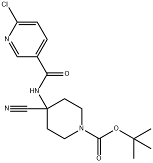 4-[(6-CHLORO-PYRIDINE-3-CARBONYL)-AMINO]-4-CYANO-PIPERIDINE-1-CARBOXYLIC ACID TERT-BUTYL ESTER, 1084926-76-0, 结构式