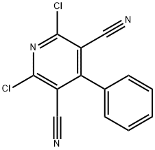 2,6-ジクロロ-4-フェニルピリジン-3,5-ジカルボニトリル 化学構造式
