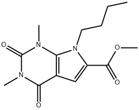 Methyl 7-n-butyl-1,3-diMethyl-2,4-dioxo-2,3,4,7-tetrahydro-1H-pyrrolo[2,3-d]pyriMidine-6-carboxylate, 96% 化学構造式