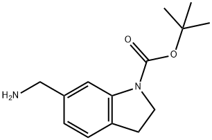 1H-Indole-1-carboxylicacid,6-(aMinoMethyl)-2,3-dihydro-,1,1-diMethylethylester Structure