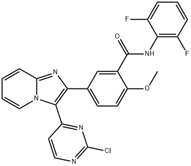 5-(3-(2-氯嘧啶-4-基)咪唑并[1,2-A]吡啶-2-基)-N-(2,6-二氟苯基)-2-甲,1089278-50-1,结构式