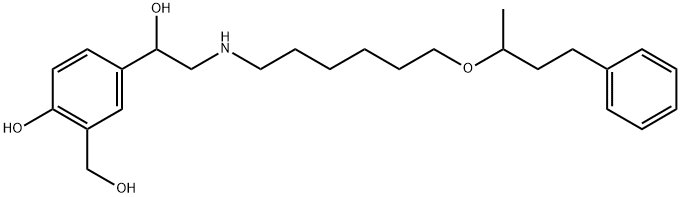 (4-{1 - 羟基-2 - [6 - (4 - 苯基 - 丁-2 - 基氧基)己基氨基]乙基} -2 - (羟甲基)苯酚), 108928-81-0, 结构式