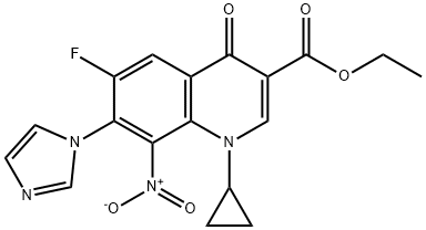 3-Quinolinecarboxylic acid, 1-cyclopropyl-6-fluoro-1,4-dihydro-7-(1H-iMidazol-1-yl)-8-nitro-4-oxo-, ethyl ester Struktur