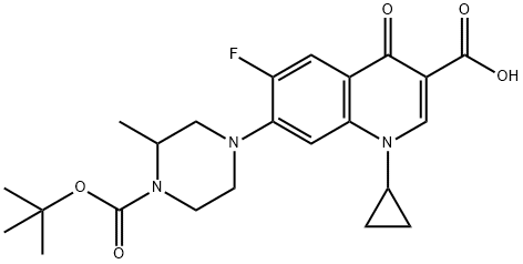 3-Quinolinecarboxylic acid, 1-cyclopropyl-7-[4-[(1,1-diMethylethoxy)carbonyl]-3-Methyl-1-piperazinyl]-6-fluoro-1,4-dihydro-4-oxo- Struktur