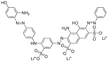 4-Amino-3-[[4-[[4-[(2-amino-4-hydroxyphenyl)azo]phenyl]amino]-3-sulfophenyl]azo]-5-hydroxy-6-(phenylazo)-2,7-naphthalenedisulfonic acid, trilithium salt 结构式