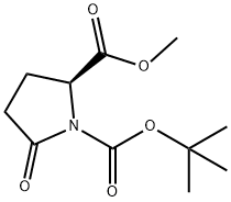 N-(tert-ブトキシカルボニル)-L-ピログルタミン酸メチル 化学構造式