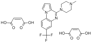 4-(4-メチルピペラジン-1-イル)-7-(トリフルオロメチル)ピロロ[1,2-a]キノキサリン·2[(Z)-2-ブテン二酸] 化学構造式