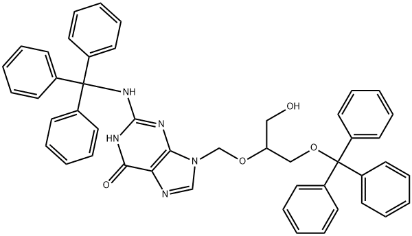 6H-Purin-6-one, 1,9-dihydro-9-[[1-(hydroxyMethyl)-2-(triphenylMethoxy)ethoxy]Methyl]-2-[(triphenylMethyl)aMino]- Structure