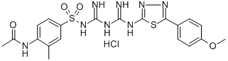 Acetamide, N-(4-(((imino((imino((5-(4-methoxyphenyl)-1,3,4-thiadiazol- 2-yl)amino)methyl)amino)methyl)amino)sulfonyl)-2-methylphenyl)-, monoh ydrochloride Structure