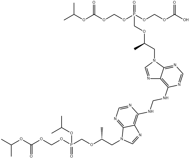 2,4,6,8-Tetraoxa-5-phosphanonanedioic acid, 5-[[(1R)-2-[6-[[[[9-[(2R)-5-hydroxy-2,11-diMethyl-5-oxido-9-oxo-3,6,8,10-tetraoxa-5-phosphadodec-1-yl]-9H-purin-6-yl]aMino]Methyl]aMino]-9H-purin-9-yl]-1-Methylethoxy]Methyl]-, 1,9-bis(1-Methylethyl) ester, 5-ox