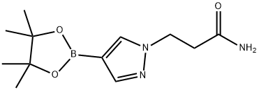 4-(4,4,5,5-テトラメチル-1,3,2-ジオキサボロラン-2-イル)-1H-ピラゾール-1-プロパンアミド 化学構造式