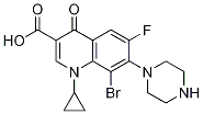 3-Quinolinecarboxylic acid, 8-broMo-1-cyclopropyl-6-fluoro-1,4-dihydro-4-oxo-7-(1-piperazinyl)- Struktur