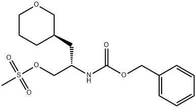 CarbaMic acid, N-[(1S)-1-[[(Methylsulfonyl)oxy]Methyl]-2-[(3R)-tetrahydro-2H-pyran-3-yl]ethyl]-, phenylMethyl ester Struktur
