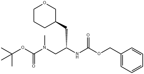 CarbaMic acid, N-Methyl-N-[(2S)-2-[[(phenylMethoxy)carbonyl]aMino]-3-[(3R)-tetrahydro-2H-pyran-3-yl]propyl]-, 1,1-diMethylethyl ester Structure