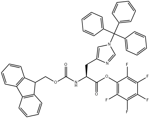 N-Fmoc-N'-三苯甲基-L-组氨酸五氟苯基酯 结构式